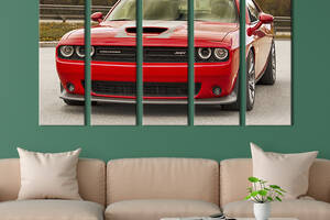 Модульная картина из 5 частей на холсте KIL Art Роскошный красный Dodge challenger 132x80 см (118-51)