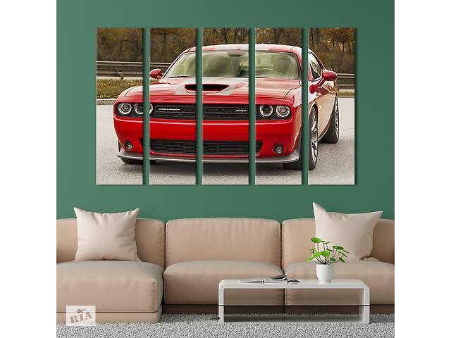 Модульная картина из 5 частей на холсте KIL Art Роскошный красный Dodge challenger 87x50 см (118-51)