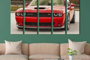 Модульная картина из 5 частей на холсте KIL Art Роскошный красный Dodge challenger 155x95 см (118-51)