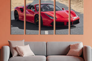 Модульная картина из 5 частей на холсте KIL Art Роскошный красный Ferrari 155x95 см (123-51)