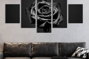 Модульная картина из 5 частей на холсте KIL Art Роза с чёрными лепестками 162x80 см (252-52)