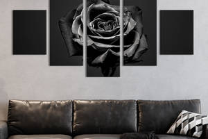 Модульная картина из 5 частей на холсте KIL Art Роза с чёрными лепестками 112x54 см (252-52)
