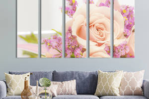 Модульная картина из 5 частей на холсте KIL Art Розовая роза 87x50 см (213-51)