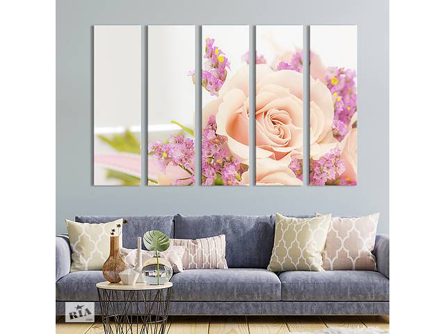 Модульная картина из 5 частей на холсте KIL Art Розовая роза 87x50 см (213-51)
