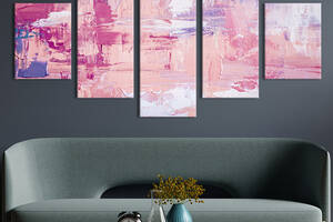 Модульная картина из 5 частей на холсте KIL Art Розовая абстракция 162x80 см (21-52)