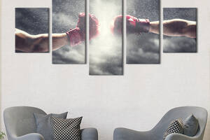 Модульная картина из 5 частей на холсте KIL Art Руки в боксерских перчатках 162x80 см (497-52)