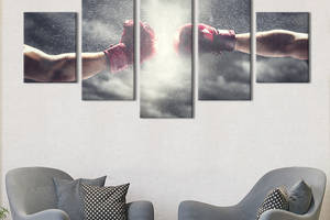 Модульная картина из 5 частей на холсте KIL Art Руки в боксерских перчатках 112x54 см (497-52)