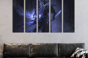 Модульная картина из 5 частей на холсте KIL Art Самурай из светящейся головой демона 132x80 см (673-51)
