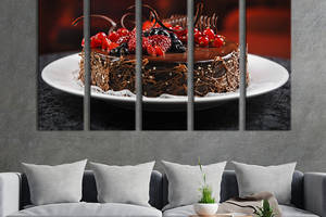 Модульная картина из 5 частей на холсте KIL Art Шоколадный торт с летними ягодами 87x50 см (275-51)