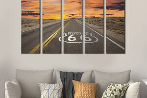 Модульная картина из 5 частей на холсте KIL Art Шоссе 66 в США - мать американских дорог 132x80 см (503-51)