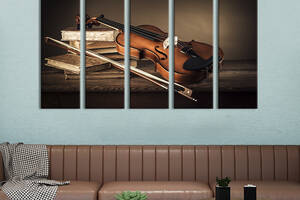 Модульная картина из 5 частей на холсте KIL Art Скрипка и смычок 87x50 см (508-51)