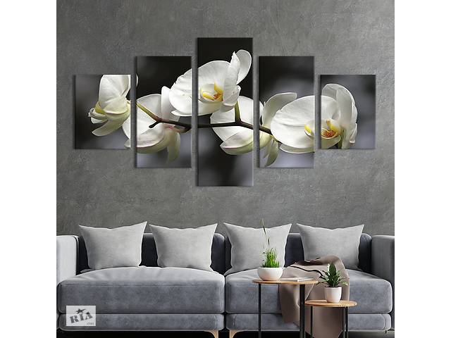 Модульная картина из 5 частей на холсте KIL Art Снежная орхидея 162x80 см (230-52)