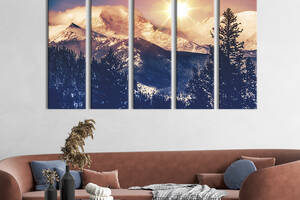 Модульная картина из 5 частей на холсте KIL Art Снежные высокие горы 132x80 см (590-51)