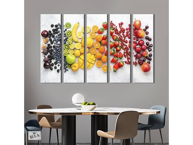 Модульная картина из 5 частей на холсте KIL Art Сочные ягоды и фрукты 132x80 см (309-51)