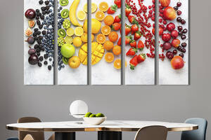 Модульная картина из 5 частей на холсте KIL Art Сочные ягоды и фрукты 87x50 см (309-51)