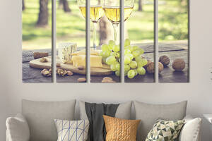 Модульная картина из 5 частей на холсте KIL Art Солнечное белое вино 132x80 см (298-51)