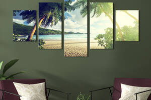Модульная картина из 5 частей на холсте KIL Art Солнечный тропический пляж на острове 162x80 см (420-52)