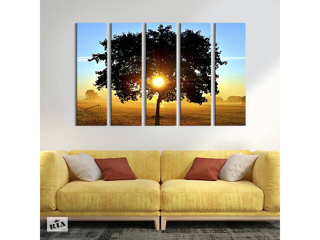 Модульная картина из 5 частей на холсте KIL Art Солнце в центре кроны дерева 132x80 см (557-51)