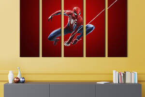 Модульная картина из 5 частей на холсте KIL Art Spider-Man: Web of Shadows 155x95 см (672-51)