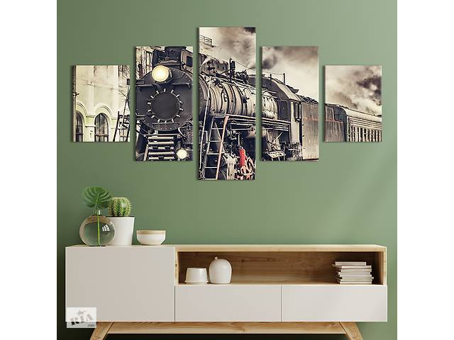 Модульная картина из 5 частей на холсте KIL Art Старый локомотив 162x80 см (98-52)