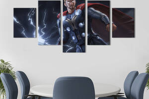 Модульная картина из 5 частей на холсте KIL Art Супергерой Могучий Тор 162x80 см (755-52)