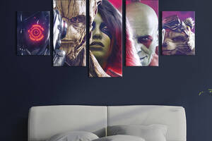Модульная картина из 5 частей на холсте KIL Art Суперкоманда героев Стражи Галактики 162x80 см (727-52)