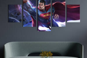 Модульная картина из 5 частей на холсте KIL Art Супермен DC UNIVERSE 162x80 см (752-52)
