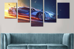 Модульная картина из 5 частей на холсте KIL Art Сверхбыстрый гоночный автомобиль 187x94 см (117-52)