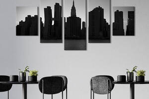 Модульная картина из 5 частей на холсте KIL Art Силуэты красивых зданий Нью-Йорка 162x80 см (388-52)