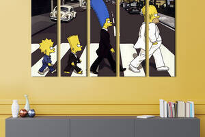 Модульная картина из 5 частей на холсте KIL Art Симпсоны кроссовер с Битлз 132x80 см (740-51)