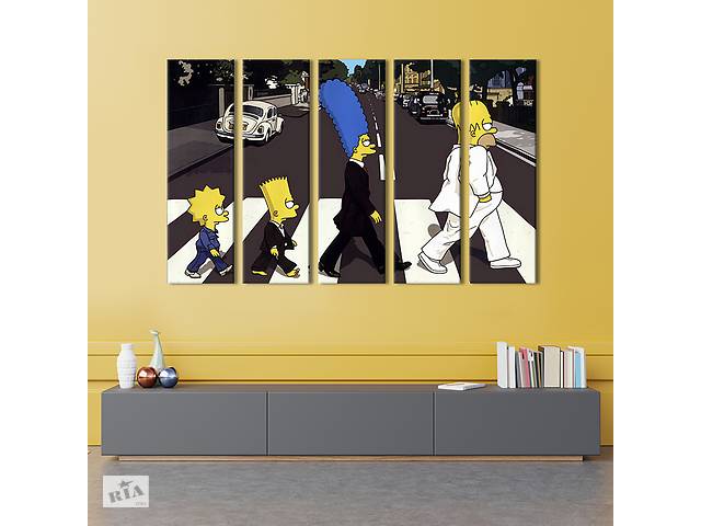 Модульная картина из 5 частей на холсте KIL Art Симпсоны кроссовер с Битлз 87x50 см (740-51)