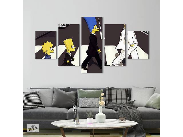 Модульная картина из 5 частей на холсте KIL Art Симпсоны - пародия на Битлз 162x80 см (740-52)
