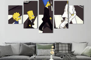 Модульная картина из 5 частей на холсте KIL Art Симпсоны - пародия на Битлз 187x94 см (740-52)