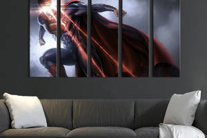 Модульная картина из 5 частей на холсте KIL Art Символ DC - Супермен 87x50 см (767-51)