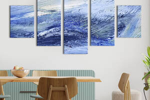 Модульная картина из 5 частей на холсте KIL Art Сине-голубая абстракция 162x80 см (10-52)
