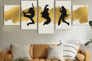 Модульная картина из 5 частей на холсте KIL Art Танец в золоте 187x94 см (MK53625)