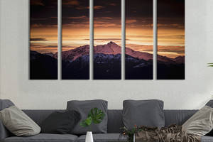 Модульная картина из 5 частей на холсте KIL Art Тёмный небосвод над горами 132x80 см (631-51)