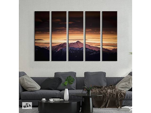 Модульная картина из 5 частей на холсте KIL Art Тёмный небосвод над горами 155x95 см (631-51)