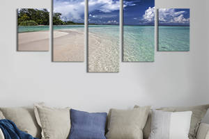 Модульная картина из 5 частей на холсте KIL Art Теплое море Мартиники 162x80 см (449-52)