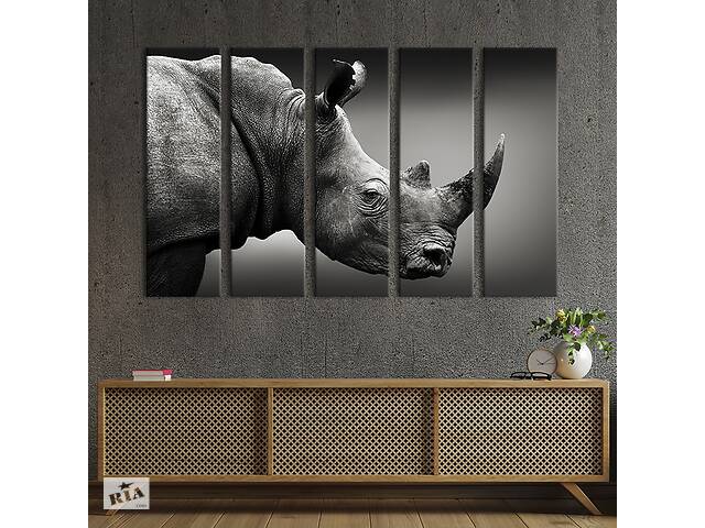 Модульная картина из 5 частей на холсте KIL Art Толстокожий носорог 132x80 см (172-51)