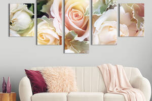 Модульная картина из 5 частей на холсте KIL Art Торжественный букет с розами 162x80 см (250-52)