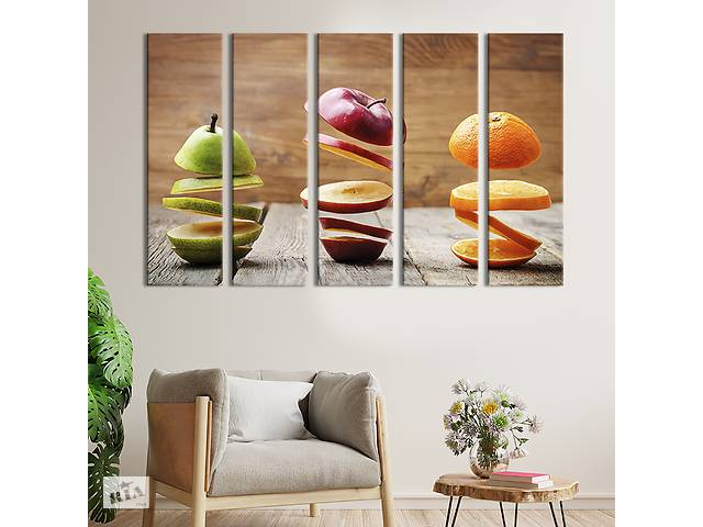 Модульная картина из 5 частей на холсте KIL Art Три фрукта 87x50 см (290-51)