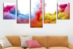 Модульная картина из 5 частей на холсте KIL Art Цветной дым на белом фоне 162x80 см (12-52)