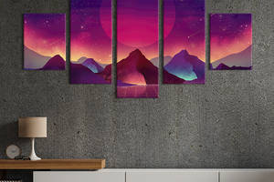 Модульная картина из 5 частей на холсте KIL Art Цифровой ландшафт с горами 112x54 см (753-52)