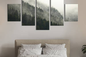 Модульная картина из 5 частей на холсте KIL Art Туманный лес на склоне горы 162x80 см (572-52)