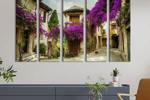 Модульная картина из 5 частей на холсте KIL Art Уютная архитектура Прованса во Франции 87x50 см (330-51)