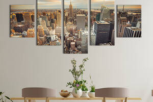 Модульная картина из 5 частей на холсте KIL Art В сердце Нью-Йорка 187x94 см (345-52)
