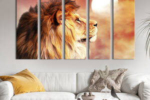 Модульная картина из 5 частей на холсте KIL Art Величие льва 132x80 см (191-51)