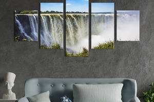 Модульная картина из 5 частей на холсте KIL Art Великолепный водопад Виктория 162x80 см (601-52)