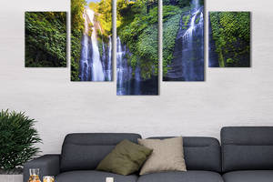 Модульная картина из 5 частей на холсте KIL Art Великолепный водопад Секумпул 162x80 см (611-52)